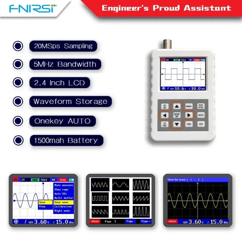 Fnirsi Digital Oscilloscope Handheld - 1 unità di oscilloscopio digitale portatile