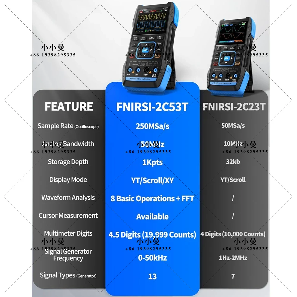 Fnirsi Digital Oscilloscope Handheld - FNIRSI 2C53T Oscilloscopio Portatile Aggiornato, Larghezza