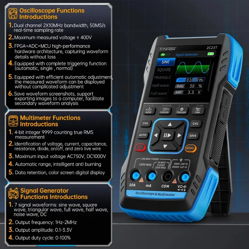 FNIRSI 2C23T Oscilloscopio Dig - Fnirsi Digital Oscilloscope Handheld recensione e prezzo